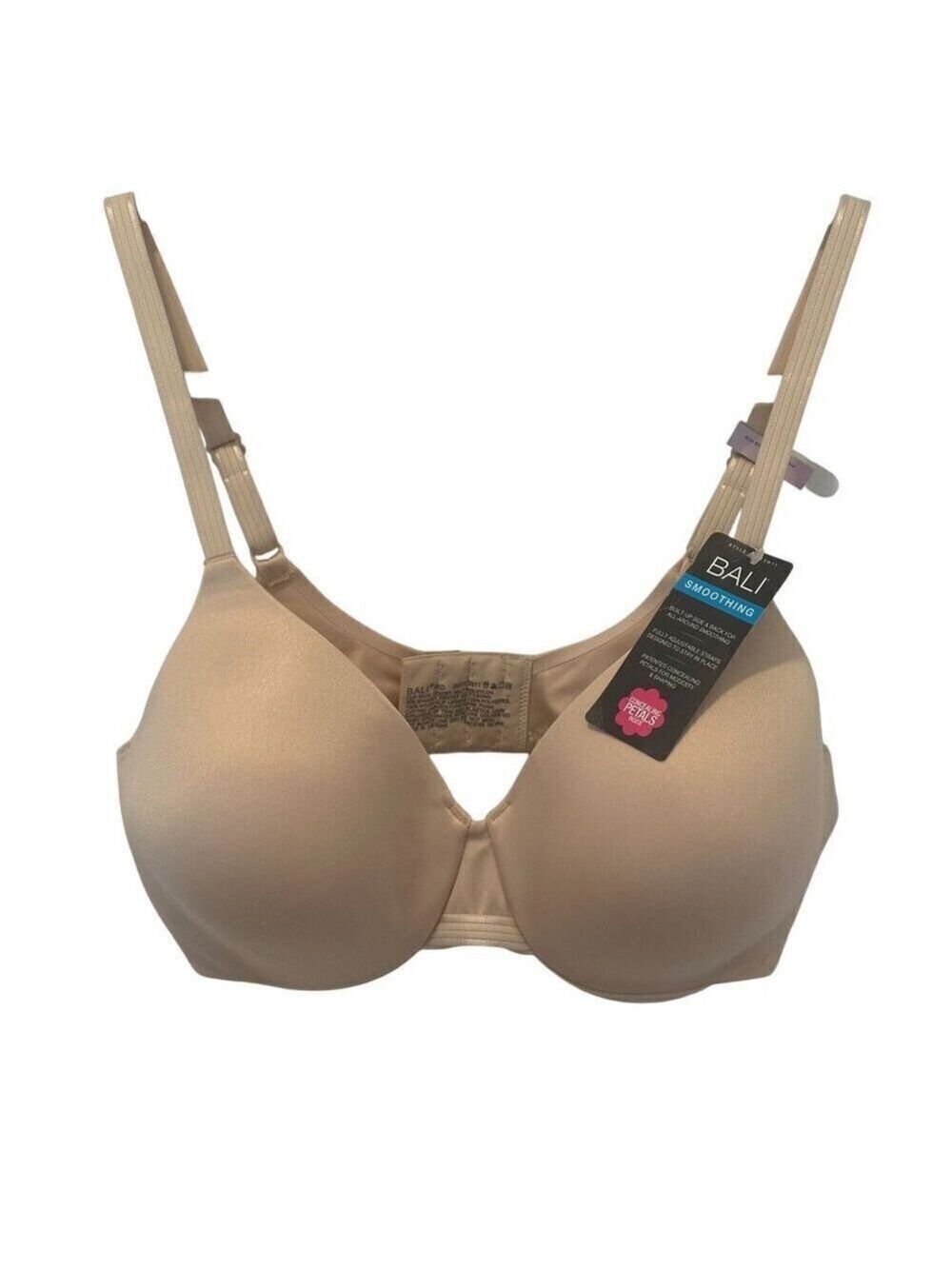 Bali Smoothing Bra 34D Nude 3W11 Concealing Petal Adjustable Strap Underwire New